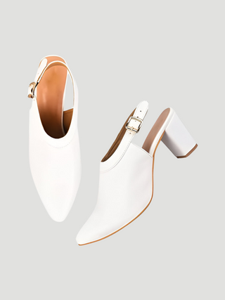 Ophelia White Slingback Heels - KUCAH