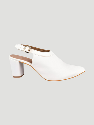 Ophelia White Slingback Heels - KUCAH