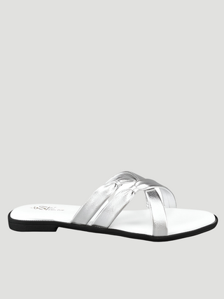 Rhiannon Silver Flat Sandals - KUCAH