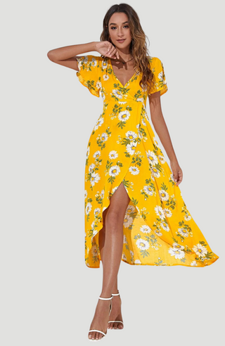 Sunflower Bohemian Yellow Dress - KUCAH