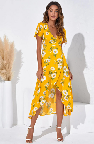 Sunflower Bohemian Yellow Dress - KUCAH