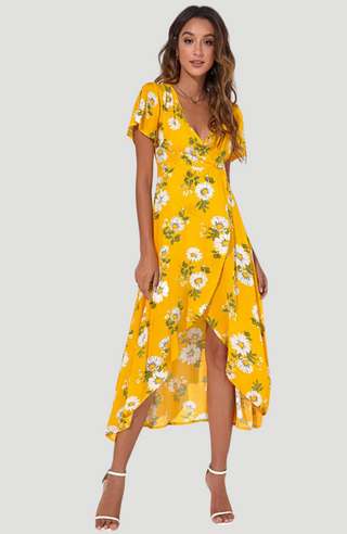 Sunflower Bohemian Yellow Dress - KUCAH