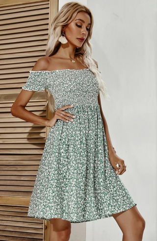 La Bella Floral Green Dress - KUCAH