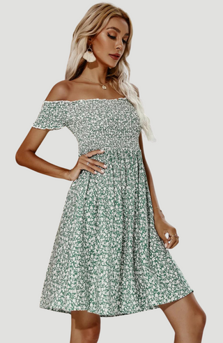 La Bella Floral Green Dress - KUCAH