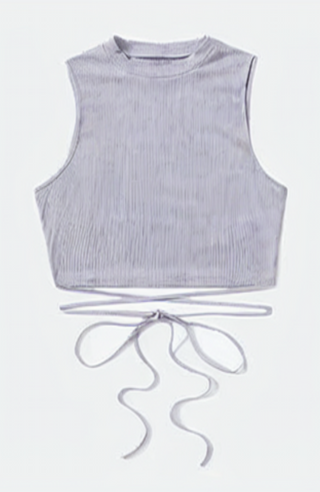 Lace up Grey Crop Top - KUCAH