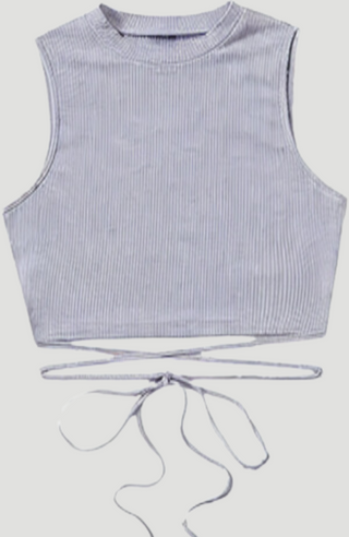 Lace up Grey Crop Top - KUCAH