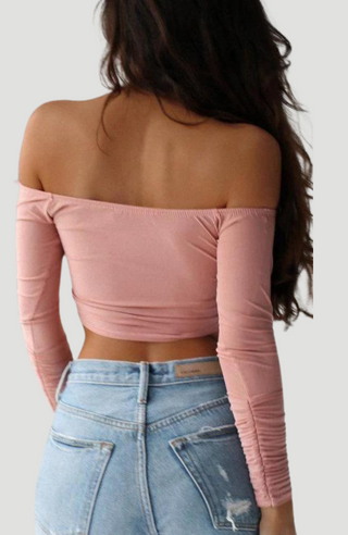 Claudia Coral Pink Crop Top  - KUCAH