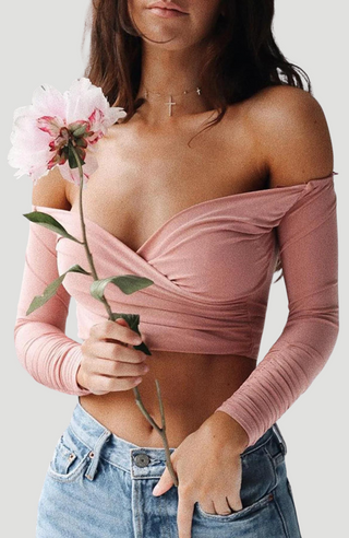 Claudia Coral Pink Crop Top  - KUCAH