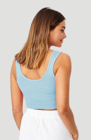 Simple Blue Crop Top - KUCAH