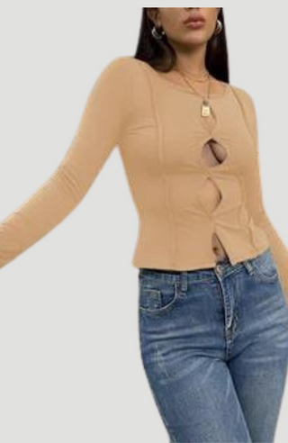 Olivia Beige Top- KUCAH