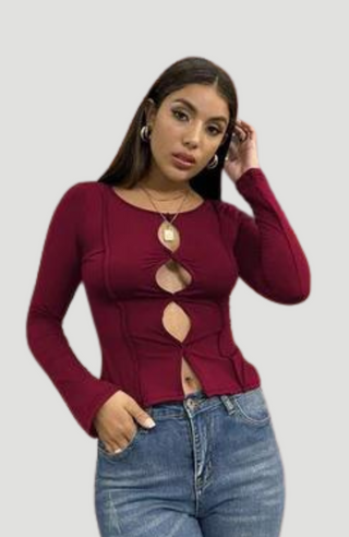 Olivia Maroon Top - KUCAH