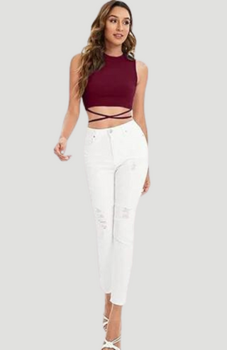 Lace up Dark Brown Crop Top - KUCAH