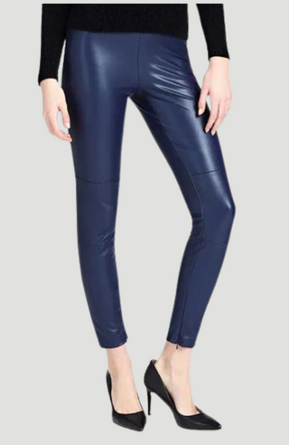 Indigo Suede Leather Jeggings - Kucah