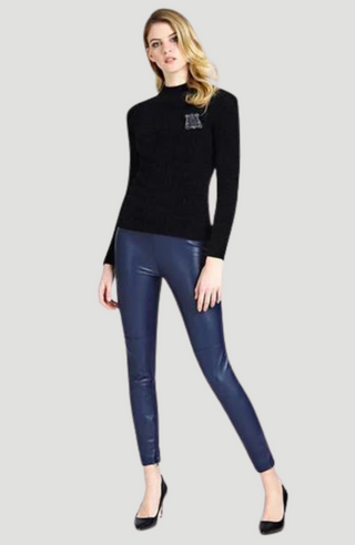 Indigo Suede Leather Jeggings - Kucah