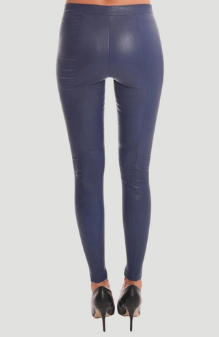 Indigo Suede Leather Jeggings - Kucah