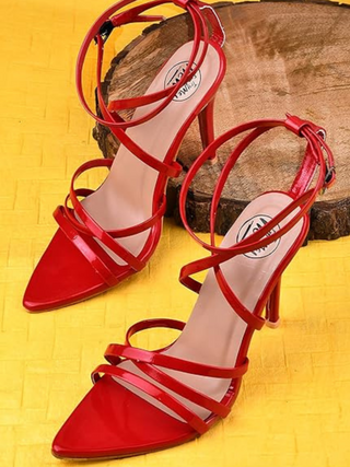 Juniper Red Ankle Strap Stiletto Heels - KUCAH