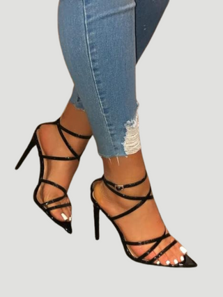 Lila Black Stiletto Heels - KUCAH