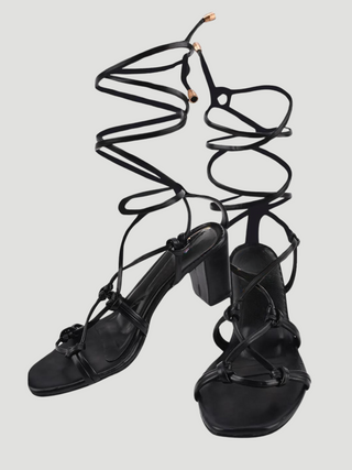 Camilla Black Gladiator Heels - KUCAH