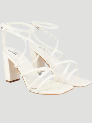 Genevieve White Ankle Strap Heels - KUCAH