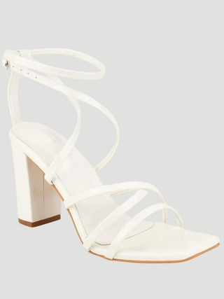 Genevieve White Ankle Strap Heels - KUCAH