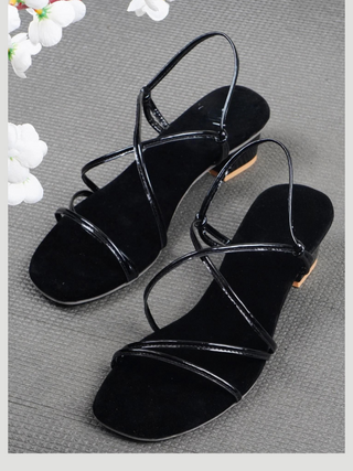 Elara Black Sandal Heels - KUCAH