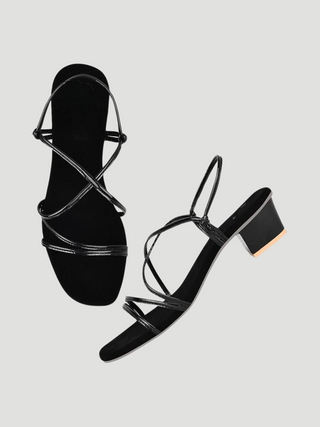 Elara Black Sandal Heels - KUCAH