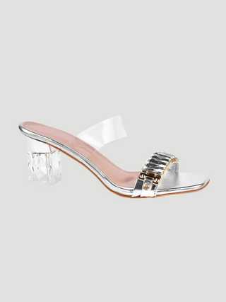 Seraphine Silver Block Heels - KUCAH