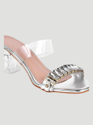 Seraphine Silver Block Heels - KUCAH