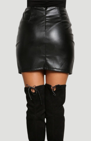 ALBON FAUX LEATHER SKIRT - KUCAH