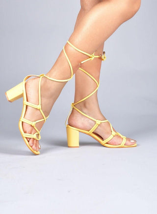 Layla Yellow Gladiator Heels - KUCAH